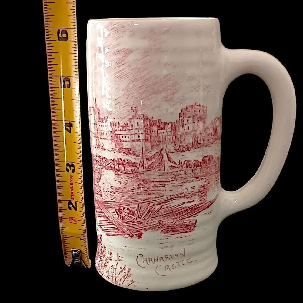 Royal Staffordshire Wilkinson‎ Tankard Stein Mug ANTIQUE Carnarvon Castle Red.